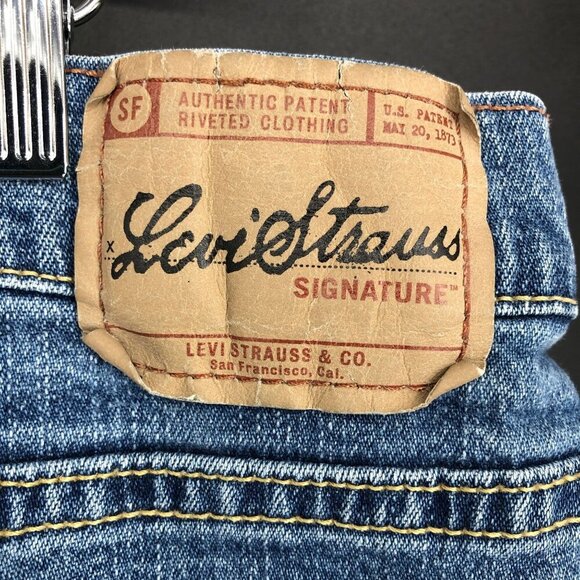 Vintage Levi Strauss Signature Women's Knee Length Denim Skirt 16 Blue 2003 Y2k - Picture 3 of 9
